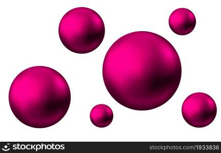 Air pink bubbles isolated on white background. Glossy rose sphere. Gum. Vector texture.