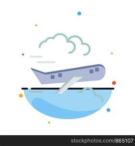 Air, Plane, Airplane, Fly Abstract Flat Color Icon Template