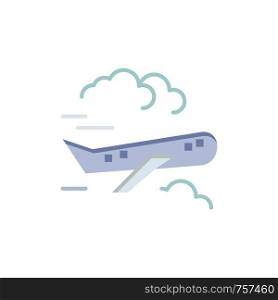 Air, Plane, Airplane, Fly Flat Color Icon. Vector icon banner Template