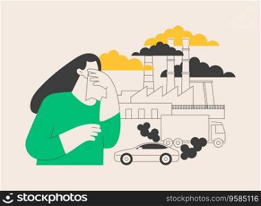 Air pollution abstract concept vector illustration. Pollution from factories, air quality measuring method, environmental problem, urban smog, vehicle exhaust, global warming abstract metaphor.. Air pollution abstract concept vector illustration.