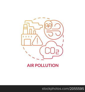 Air pollution red gradient concept icon. Ecology problem. Industrial plant pollution abstract idea thin line illustration. Isolated outline drawing. Roboto-Medium, Myriad Pro-Bold fonts used. Air pollution red gradient concept icon