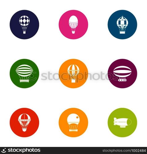 Air service icons set. Flat set of 9 air service vector icons for web isolated on white background. Air service icons set, flat style