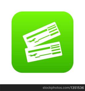 Air ticket icon green vector isolated on white background. Air ticket icon green vector