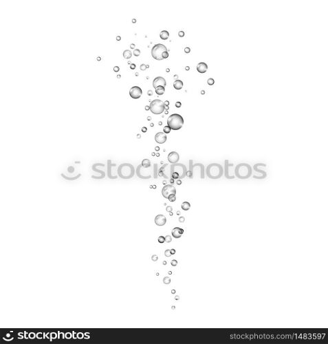 Air transparent bubbles isolated on white background. Underwater fizzing realistic oxygen balls. Vector glossy bright abstract elements of stock illustration.. Air transparent bubbles isolated on white background. Underwater fizzing realistic oxygen balls. Vector stock illustration