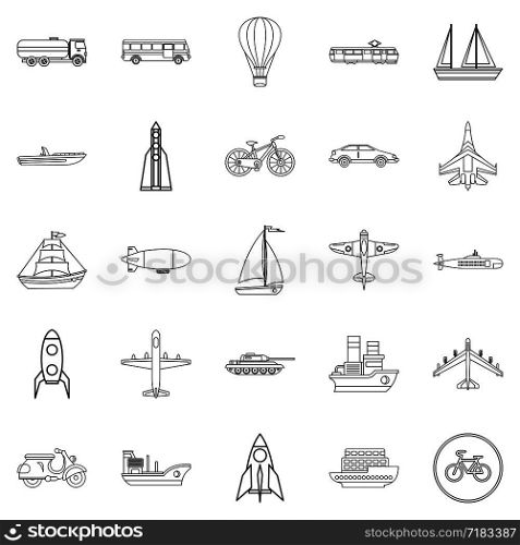 Air transport icons set. Outline set of 25 air transport vector icons for web isolated on white background. Air transport icons set, outline style
