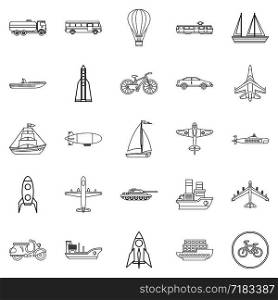 Air transport icons set. Outline set of 25 air transport vector icons for web isolated on white background. Air transport icons set, outline style