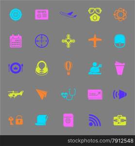 Air transport related color icons on gray background, stock vector