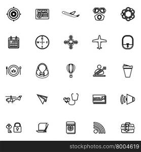Air transport related line icons on white background, stock vector