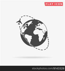Air travel destination. Simple flat black symbol with shadow on white background. Vector illustration pictogram