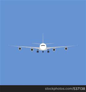 Airbus departure runway international white airliner front view flat icon isolated
