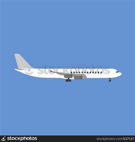 Airbus departure runway international white airliner side view flat icon isolated