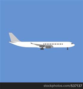 Airbus departure runway international white airliner side view flat icon isolated