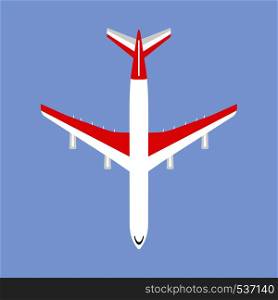 Airbus departure runway international white airliner top view flat icon isolated