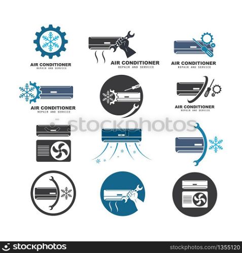 airconditioner repair and service vector icon illustration design template