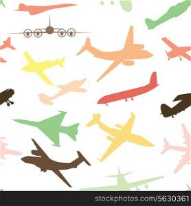Aircraft, airplane, plane flying vector seamless travel transport background .