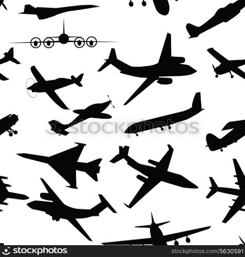 Aircraft, airplane, plane flying vector seamless travel transport background .