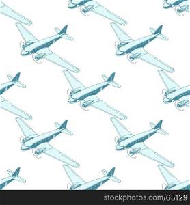 Aircraft aviation airplane air transport seamless pattern isolated on white background. Airplane aviation travel voyage tourism air transport. Pop art retro vector illustration. Aircraft aviation airplane air transport seamless pattern isolat