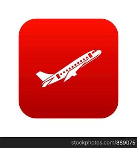 Aircraft icon digital red for any design isolated on white vector illustration. Aircraft icon digital red