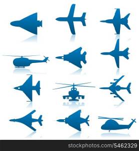 Aircraft icons. Collection of icons on a theme aircraft. A vector illustration