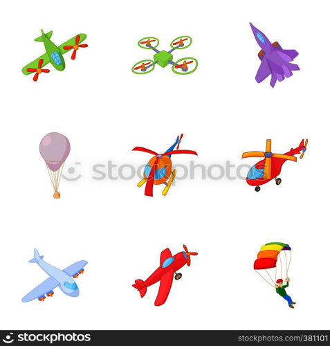 Aircraft icons set. Cartoon illustration of 9 aircraft vector icons for web. Aircraft icons set, cartoon style