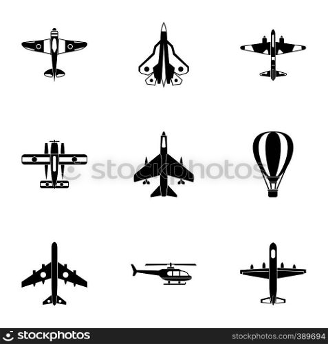 Aircraft icons set. Simple illustration of 9 aircraft vector icons for web. Aircraft icons set, simple style