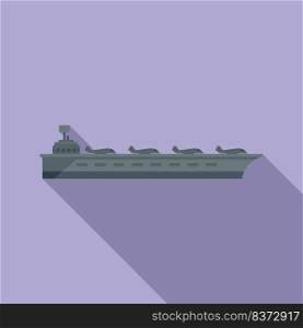 Aircraft navy icon flat vector. Carrier ship. Military warship. Aircraft navy icon flat vector. Carrier ship