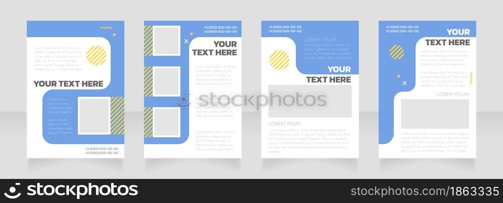 Aircraft service blue and white blank brochure layout design. Vertical poster template set with empty copy space for text. Premade corporate reports collection. Editable flyer paper pages. Aircraft service blue and white blank brochure layout design