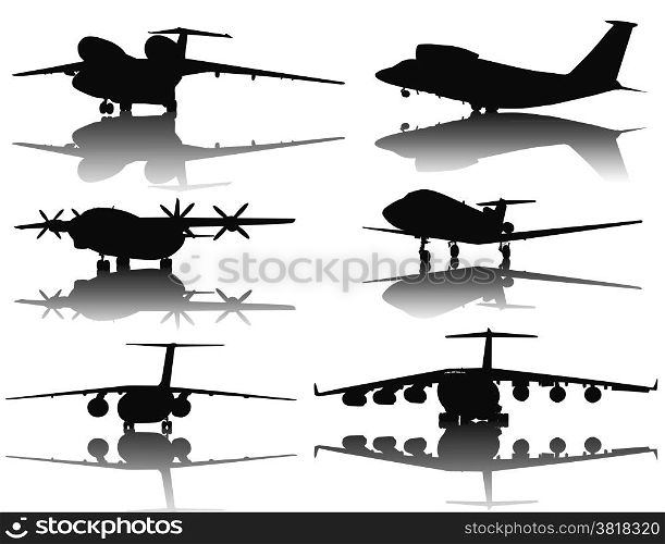 Aircraft vector silhouettes collection. EPS 8