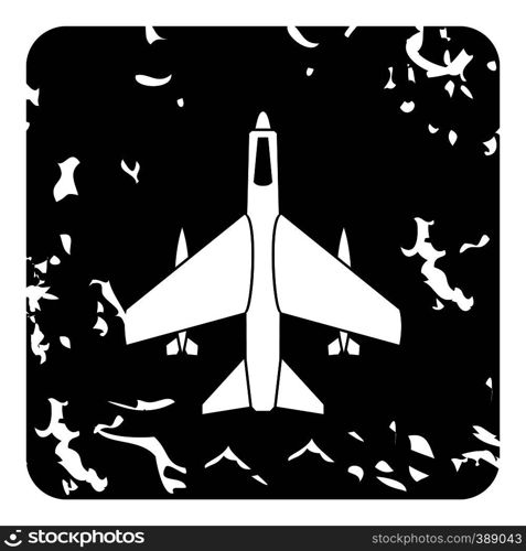 Aircraft with missiles icon. Grunge illustration of plane vector icon for web design. Aircraft with missiles icon, grunge style