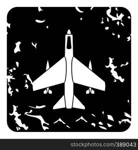 Aircraft with missiles icon. Grunge illustration of plane vector icon for web design. Aircraft with missiles icon, grunge style