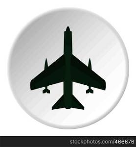 Aircraft with missiles icon in flat circle isolated on white background vector illustration for web. Aircraft with missiles icon circle