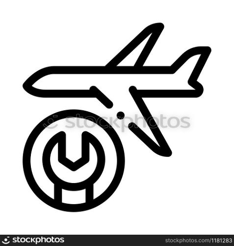 Aircraft Wrench Icon Vector. Outline Aircraft Wrench Sign. Isolated Contour Symbol Illustration. Aircraft Wrench Icon Vector Outline Illustration