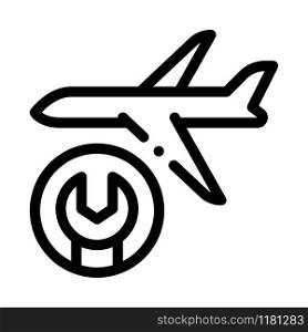 Aircraft Wrench Icon Vector. Outline Aircraft Wrench Sign. Isolated Contour Symbol Illustration. Aircraft Wrench Icon Vector Outline Illustration