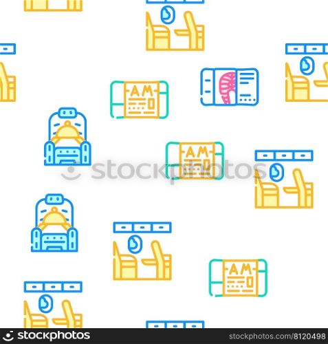 Airline Food Nutrition Vector Seamless Pattern Color Line Illustration. Airline Food Nutrition Vector Seamless Pattern