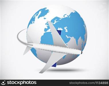 Airliner with globe in the white background. vector illustration. vector illustration