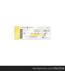 Airlines boarding pass isolated ticket template. Vector passenger card, travel document from London to New York. Ticket boarding pass from London to New York