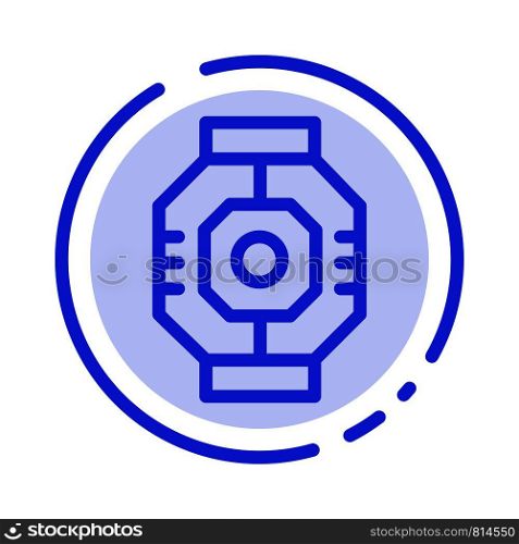 Airlock, Capsule, Component, Module, Pod Blue Dotted Line Line Icon