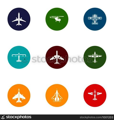 Airman icons set. Flat set of 9 airman vector icons for web isolated on white background. Airman icons set, flat style
