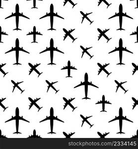 Airplane (Aeroplane) Icon Seamless Pattern Vector Art Illustration