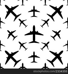 Airplane (Aeroplane) Icon Seamless Pattern Vector Art Illustration