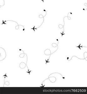 Airplane dotted flight seamless pattern background. Vector Illustration. Airplane dotted flight seamless pattern background. Vector Illustration EPS10