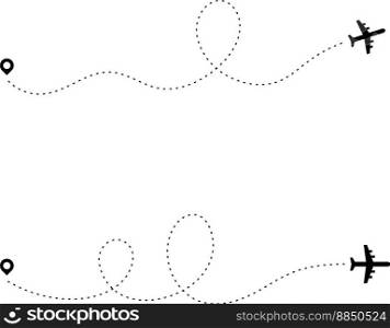 Airplane dotted path dash travel line route point vector image