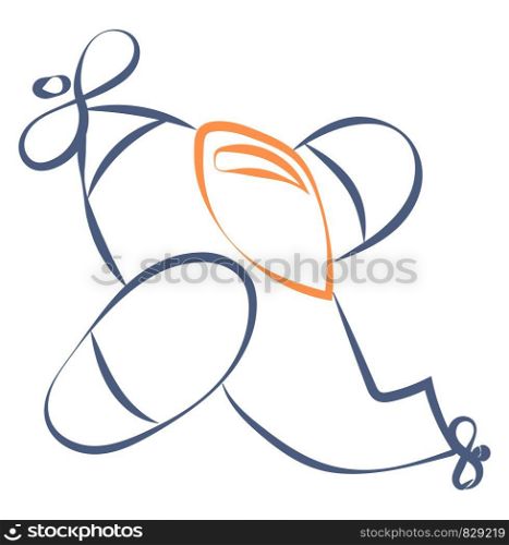 Airplane drawing, illustration, vector on white background.