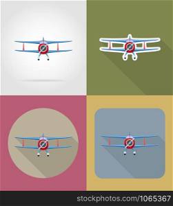 airplane flat icons vector illustration isolated on background