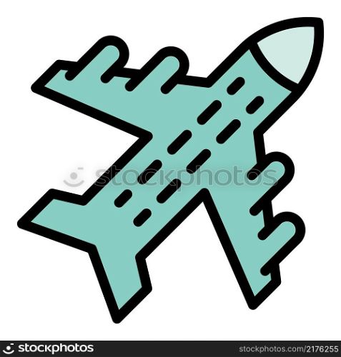 Airplane flight icon. Outline airplane flight vector icon color flat isolated. Airplane flight icon color outline vector