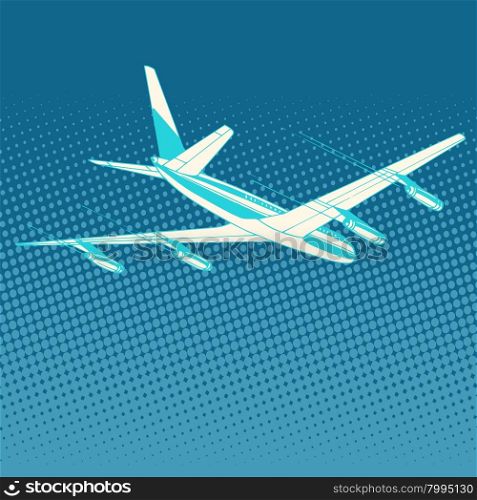 airplane flight travel tourism pop art retro style. Transportation for flights and trips. Technology and success. airplane flight travel tourism