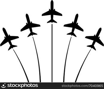 Airplane Flying Formation, Air Show Display, The Disciplined Flight Vector Art Illustration