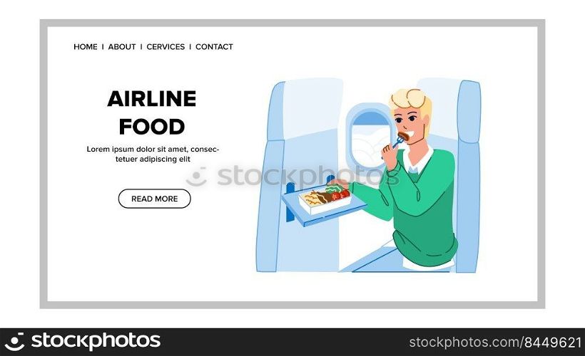 airplane food vector. airline meal, flight travel, aircraft tray eat airplane food web flat cartoon illustration. airplane food vector