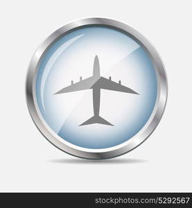 Airplane Glossy Icon Isolated Vector Illustration. EPS10. Airplane Glossy Icon Vector Illustration