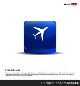 Airplane icon - 3d Blue Button.